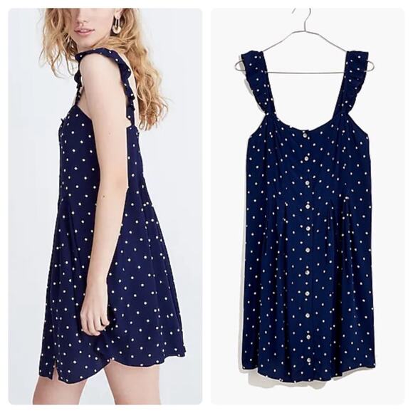 Madewell Ruffle-Strap Button-Front Dress in Polka Dot - Picture 16 of 16